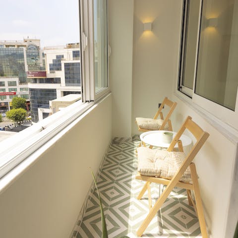 Enjoy your morning coffee out on the balcony