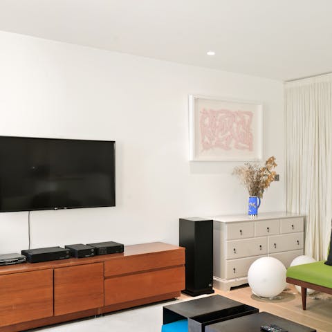 Relax in the bright, colourful living room