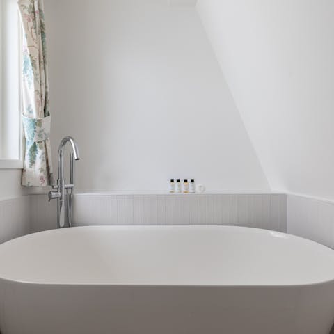 Have a long soak in the freestanding bath after a busy day in London