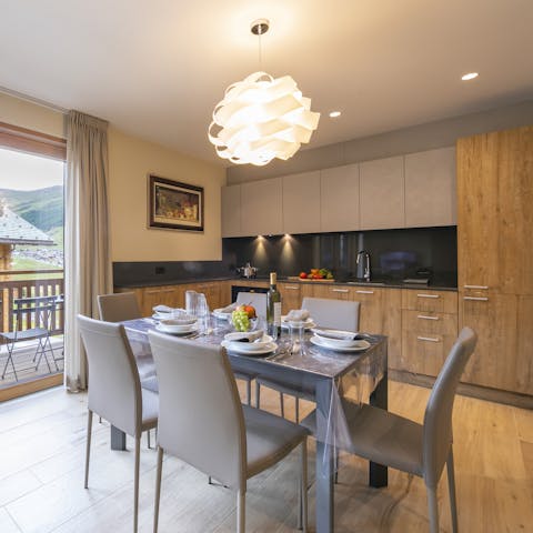 Look forward to a home-cooked dinner after a busy day on the slopes