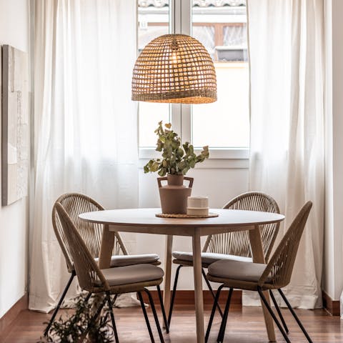 Begin the day with a Spanish tortilla and café con leche around the table