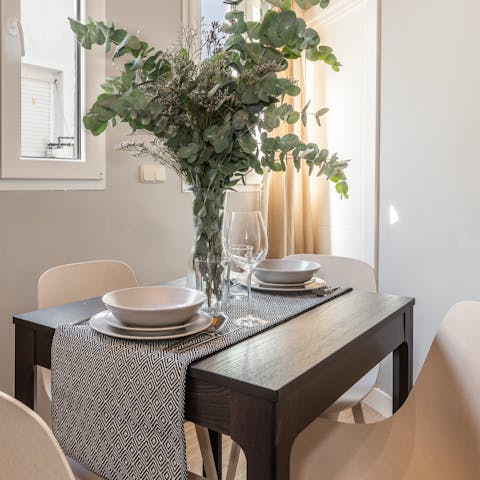 Enjoy your meals in the bright and stylish dining area