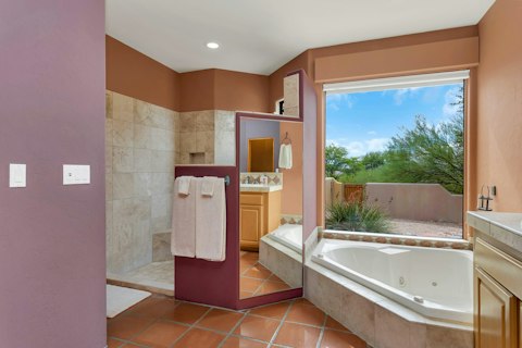 Enjoy a long soak in the bathtub after a day exploring
