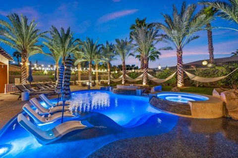 Swim under the desert stars as evening sets in