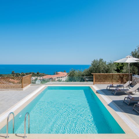 Admire the Ionian Sea vistas from the private pool