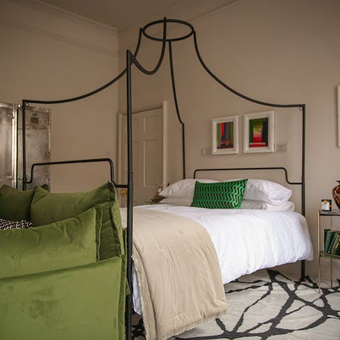 Get a good night's sleep in the four-poster bed