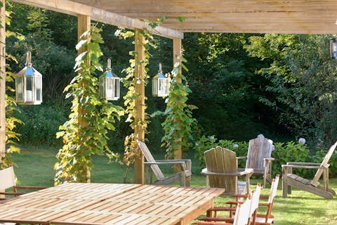 Dine alfresco in the shade of the pergola