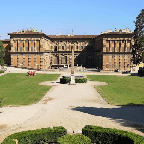 Visit one of Florence's largest architectural monuments, Palazzo Pitti, which is a six-minute walk away