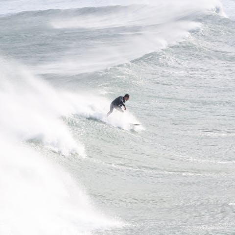 Surf at Newquay Beach – just a three-minute stroll away