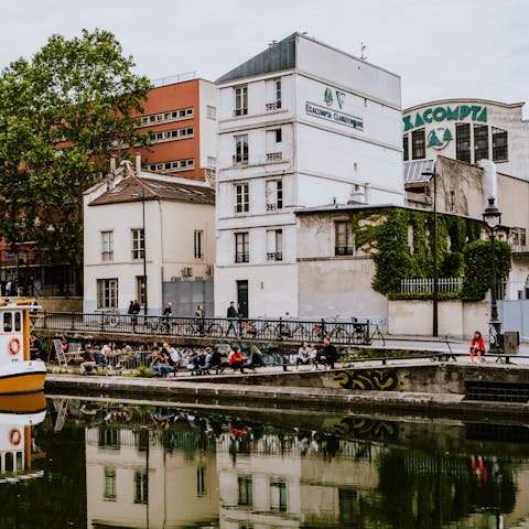 Explore Canal Saint Martin,  just a ten-minute walk away