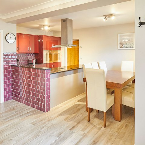 Serve up homemade meals in the dining area – fish and chips anyone?