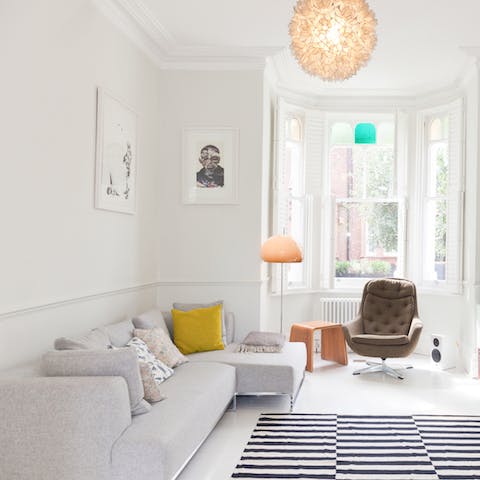 The beautifully white living area