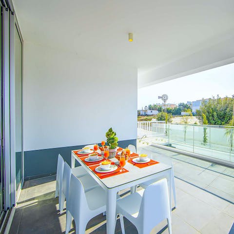Dine alfresco in the shade of the covered terrace