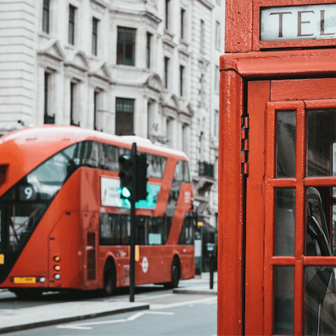 Hop on iconic public transport to get to Oxford Street, about forty minutes from home