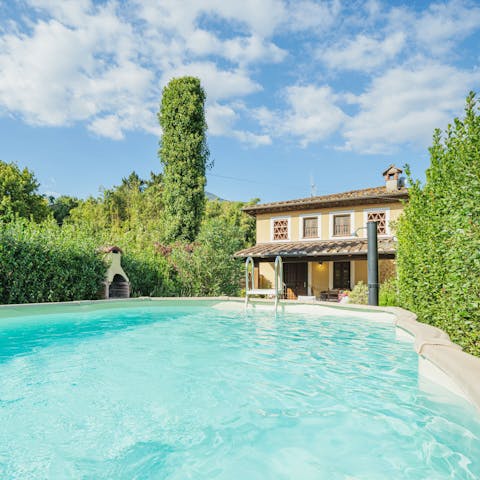 Take a refreshing dip in the private swimming pool