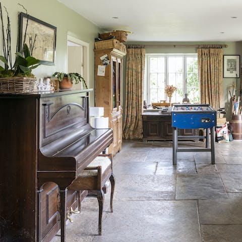 Have a sing-song around the piano or play a game of foosball