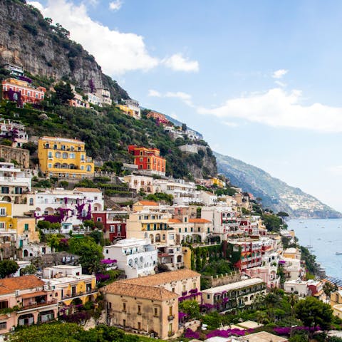Visit the iconic village of Positano, 20-minute drive away