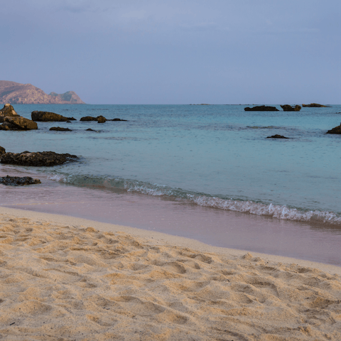 Stroll a few steps to the isolated beach of Laki on the southern Crete coastline