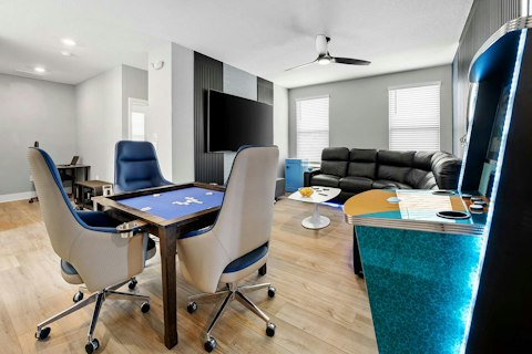 Challenge friends to a game night in the dedicated games room