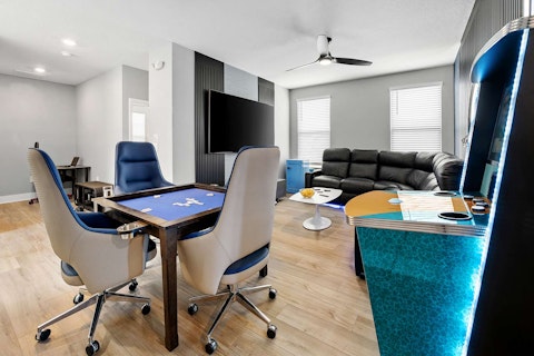 Challenge friends to a game night in the dedicated games room