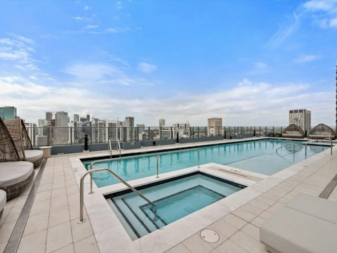 Take in sweeping Miami skyline as you swim in the communal pool