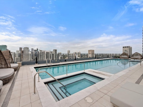 Take in sweeping Miami skyline as you swim in the communal pool