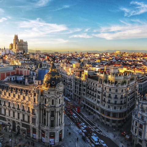 Explore Madrid, including the Royal Botanical Gardens, a five-minute stroll away