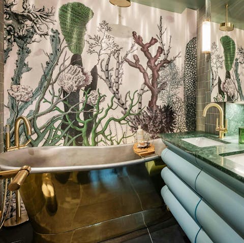 Soak in the vintage tub after a day of exploring