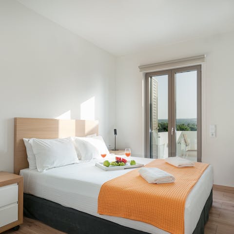 Wake up in the comfortable bedrooms and step straight out onto their terrace