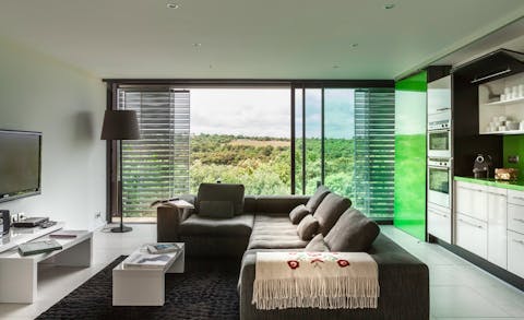 Enjoy the greenery outdoors as you settle down for a movie night