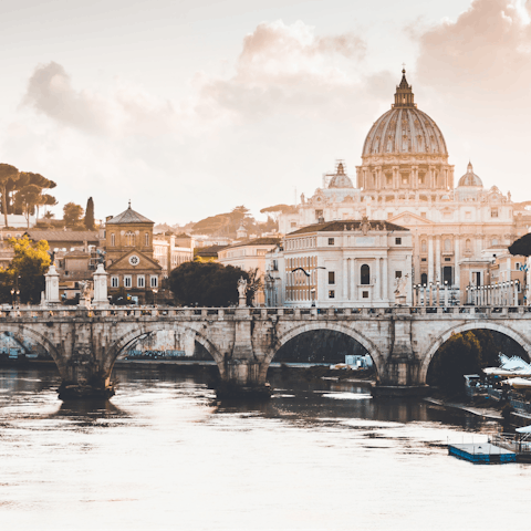Explore Rome including the Roman Forum and the Colosseum, a short stroll away