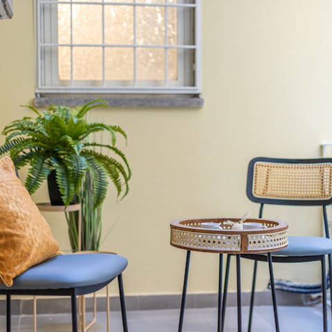 Enjoy a glass of Prosecco on the private balcony