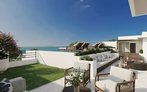 Swim in the shared pool overlooking the sea