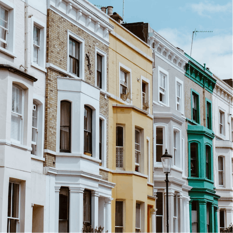 Enjoy antique hunting in Portobello Road Market, a twenty-minute stroll away