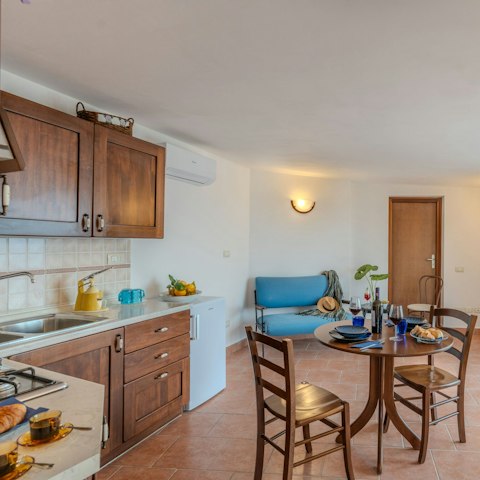 Whip up pasta with fresh seafood in the traditional kitchen