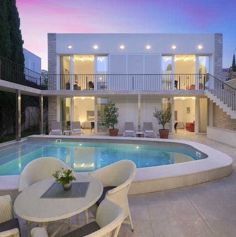 Take a dip in the pool in the private courtyard