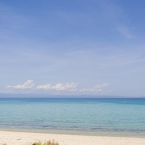 Soak up the endless sunshine on Hanioti Beach, a short walk away