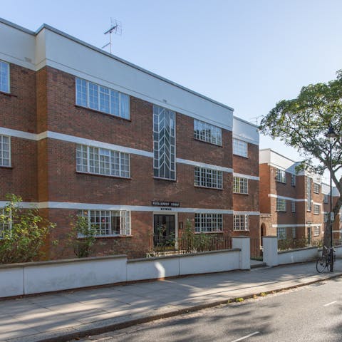 Stay in a stylish art deco block with views of the London skyline