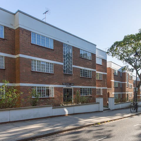 Stay in a stylish art deco block with views of the London skyline