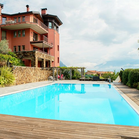 Head to the communal pool for a refreshing swim