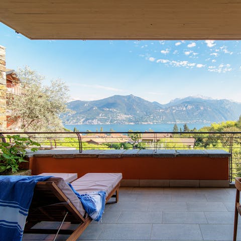 End the day with sunset drinks on the private balcony