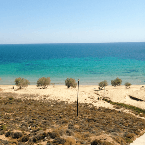 Enjoy leisurely days on Agios Ioannis beach, just a two-minute walk away