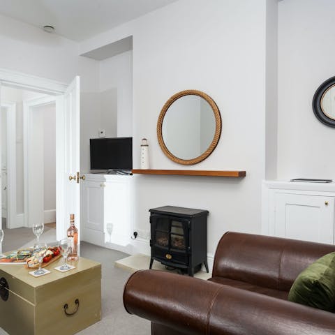 Curl up beside the fire with evening drinks after bracing coastal walks