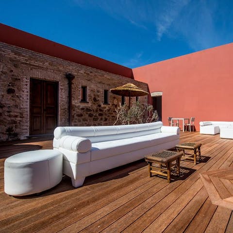 Relax on the home's huge deck