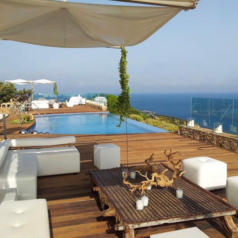 Socialise on the sea-view terrace – perfect for special celebrations