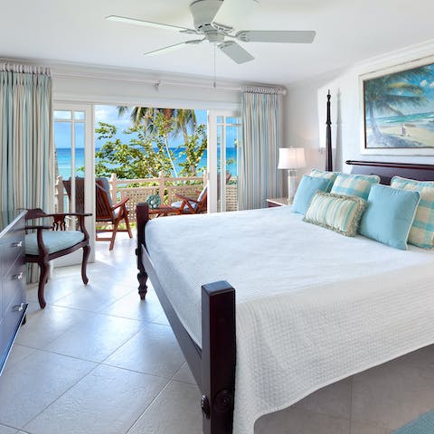Sip your morning orange juice on the bedroom balcony