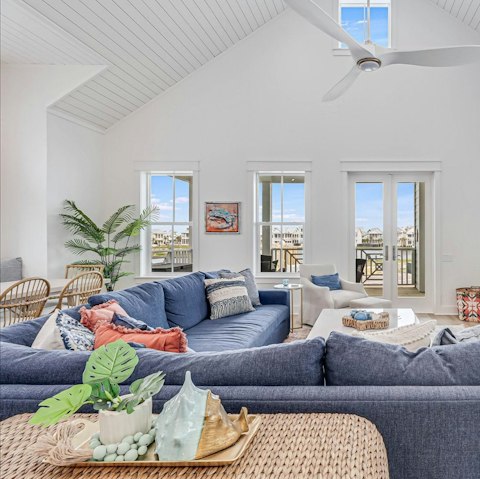Spend some downtime in the breezy living room
