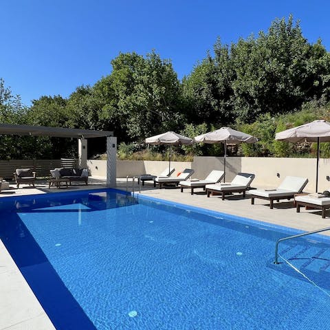 Slip into the inviting blue pool for a refreshing dip