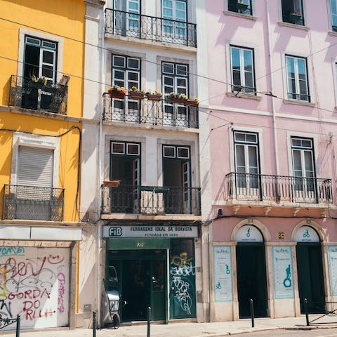 Explore the trendy backstreets of Bairro Alto, less than a fifteen minutes' walk away