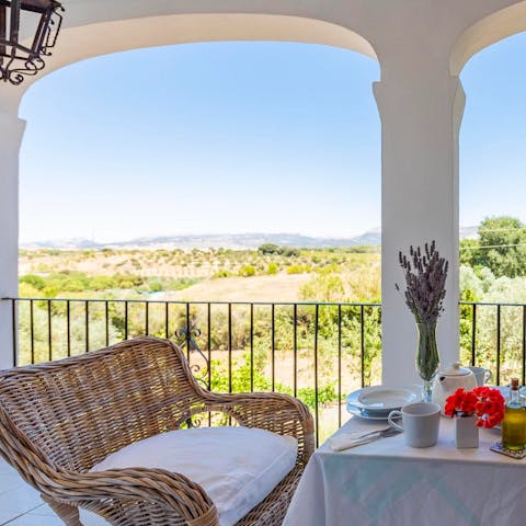 Look out over the Andalucian landscape from the upper terrace